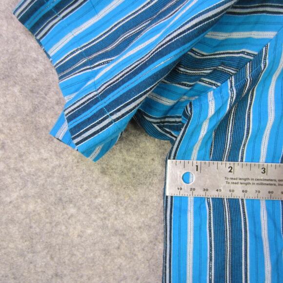 Vintage Wrangler Shirt Mens Large Blue Striped Western Snap Pearl Pockets 70s - Picture 6 of 8